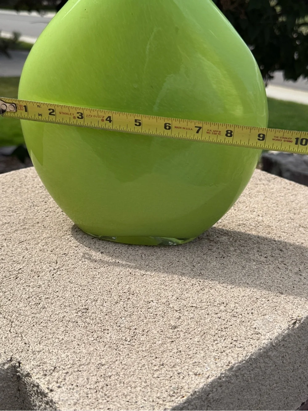 Crate & Barrel Vase Glass Green Lime Cayman Encased White Teardrop Blown Poland